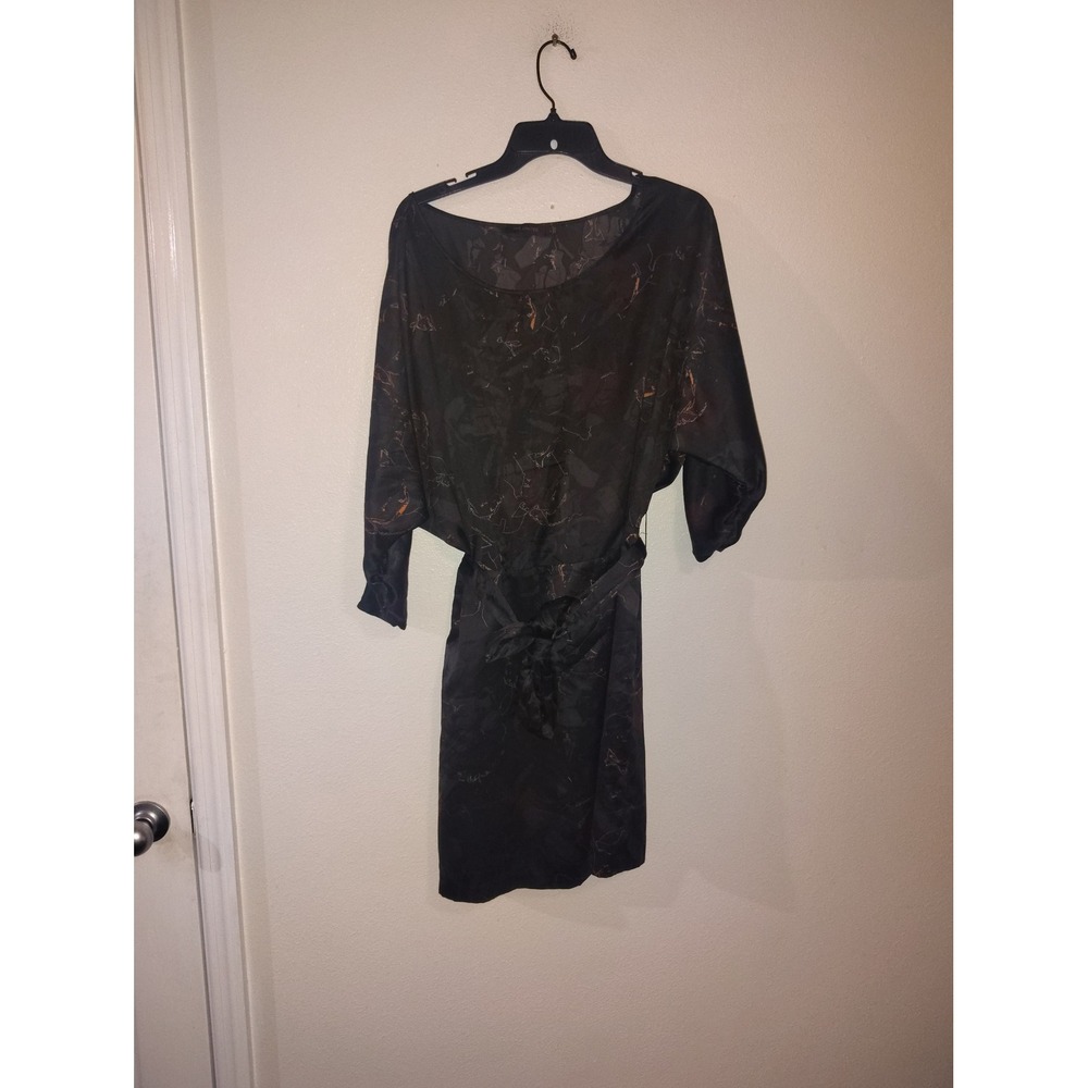 The Limited Womens Black Abstract Print Dolman Sleeve Belted Mini‎ Dress Large